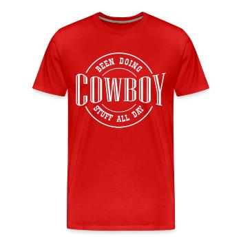 Cowboy, Cowboy Cowboy Stuff, Riding, - Men's Premium Organic T-Shirt - red - Front - Damien (186cm)