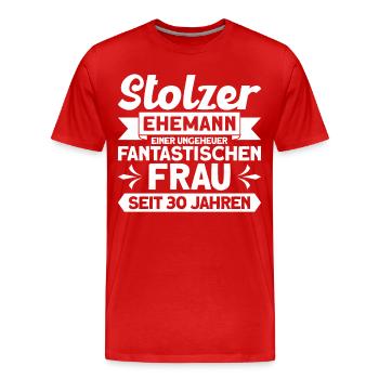 Ehepaar Ehemann Perlenhochzeit Geschenk - Männer Premium Bio T-Shirt - Rot - Vorne - Damien (186cm)