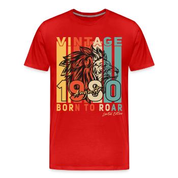 In August 1980 Vintage Lion Gift - Men's Premium Organic T-Shirt - red - Front - Damien (186cm)