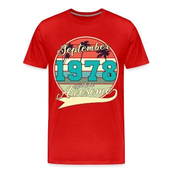 Septembre 1978 Idée de cadeau - T-shirt bio Premium Homme - rouge - Devant - Damien (186cm)