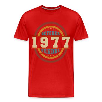 Né octobre 1977 Orginal Retro - T-shirt bio Premium Homme - rouge - Devant - Damien (186cm)