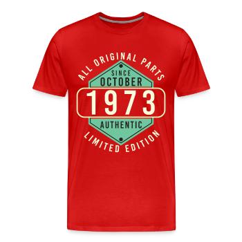 Born October 1973 Gift idea - Men's Premium Organic T-Shirt - red - Front - Damien (186cm)