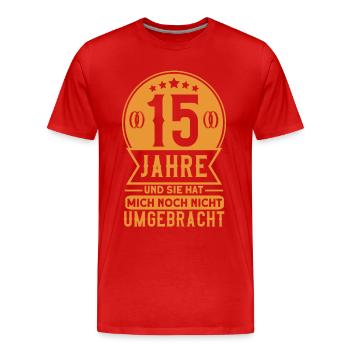 Ehepaar 15. Hochzeitstag Kristallhochzeit Geschenk - Männer Premium Bio T-Shirt - Rot - Vorne - Damien (186cm)