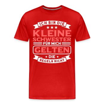 Schwester Kleine Schwester Geschwister Geschenk - Männer Premium Bio T-Shirt - Rot - Vorne - Damien (186cm)