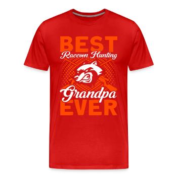 Grand-père Raton laveur Chasse Raton laveur Chasseur Vacances de chasse - T-shirt bio Premium Homme - rouge - Devant - Damien (186cm)