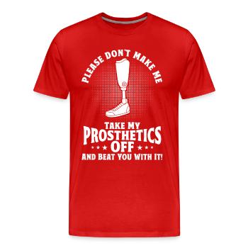 Handicap Amputee Amputation Prosthetic Leg - Men's Premium Organic T-Shirt - red - Front - Damien (186cm)