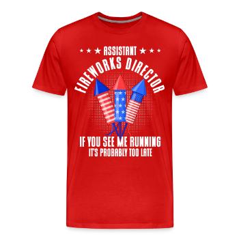 Drôle de feu d’artifice pyrotechnicien disant - T-shirt bio Premium Homme - rouge - Devant - Damien (186cm)