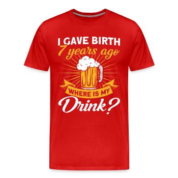 7th Birthday Beer Drinking Mom Mom - Men's Premium Organic T-Shirt - red - Front - Damien (186cm)