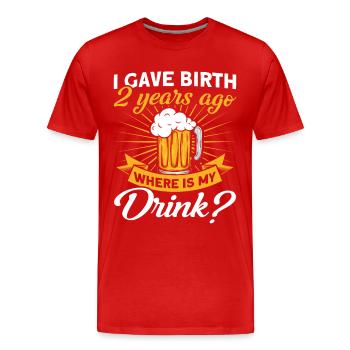 2. Geburtstag Bier Trinken Mutter Mama - Männer Premium Bio T-Shirt - Rot - Vorne - Damien (186cm)