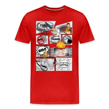 Comic Style - Men's Premium Organic T-Shirt - red - Front - Damien (186cm)