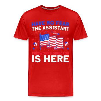 Drôle de feu d’artifice pyrotechnicien disant - T-shirt bio Premium Homme - rouge - Devant - Damien (186cm)