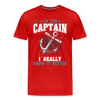 Boat Lovers Boat Captain Captain Captains - Men's Premium Organic T-Shirt - red - Front - Damien (186cm)