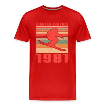 Ski Sports d’hiver Anniversaire du skieur 1981 - T-shirt bio Premium Homme - rouge - Devant - Damien (186cm)