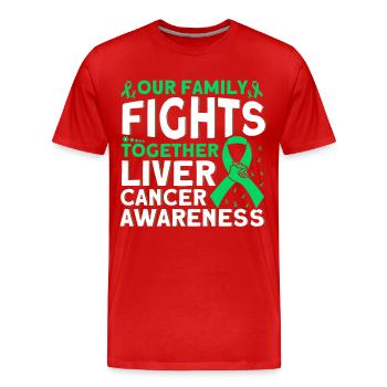 Our family fights liver cancer together - Men's Premium Organic T-Shirt - red - Front - Damien (186cm)