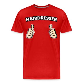 Idée cadeau profession de coiffeur - T-shirt bio Premium Homme - rouge - Devant - Damien (186cm)
