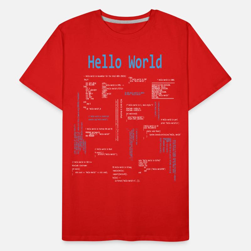 Hello World Programmiersprachen Programmierer Nerd Männer Premium Bio T-Shirt