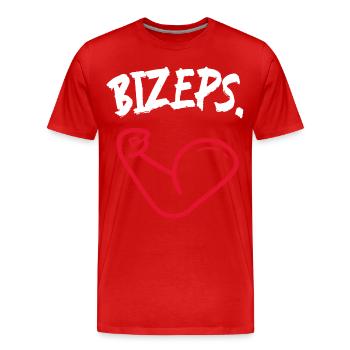 Bizeps. - Witziges Bodybuilder Design - Männer Premium Bio T-Shirt - Rot - Vorne - Damien (186cm)