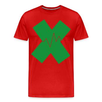 Santé X signe de vie croise le rythme cardiaque - T-shirt bio Premium Homme - rouge - Devant - Damien (186cm)