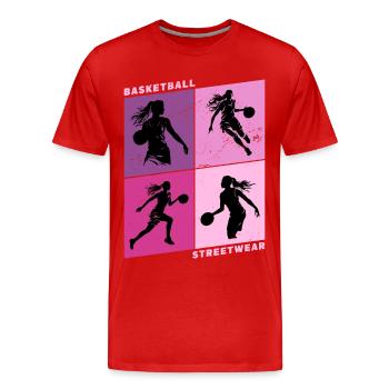 Basketball Frau Basketballerin Basketballspielerin - Männer Premium Bio T-Shirt - Rot - Vorne - Damien (186cm)