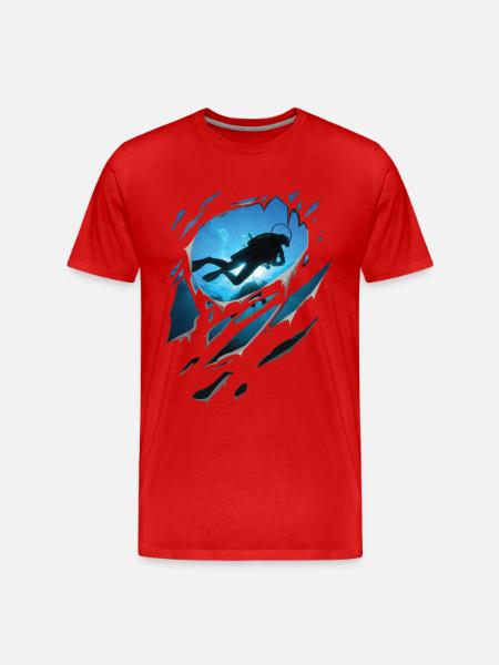 Ripped Diving Gift Cracks - Men's Premium Organic T-Shirt - red