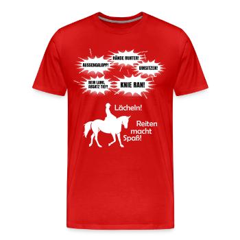 Reiten macht Spaß! Reitlehrer Kommandos - Männer Premium Bio T-Shirt - Rot - Vorne - Damien (186cm)