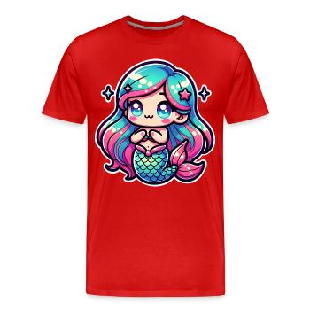 Sirène - T-shirt bio Premium Homme - rouge - Devant - Damien (186cm)