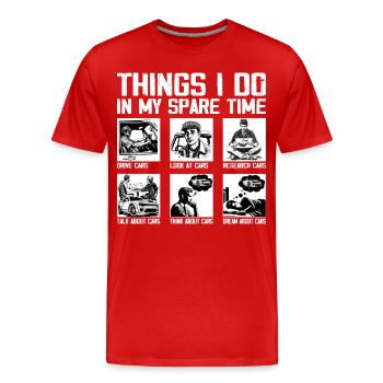 Auto Dinge, die ich in meiner Freizeit mache Auto, Typ Mechaniker - Männer Premium Bio T-Shirt - Rot - Vorne - Damien (186cm)