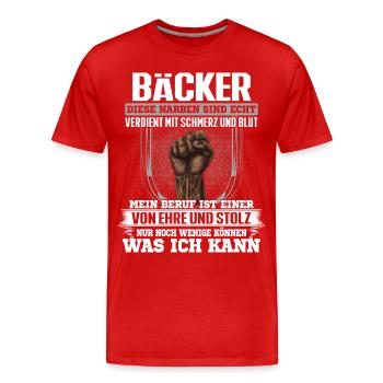 BÄCKER - Ehre und Stolz - Männer Premium Bio T-Shirt - Rot - Vorne - Damien (186cm)