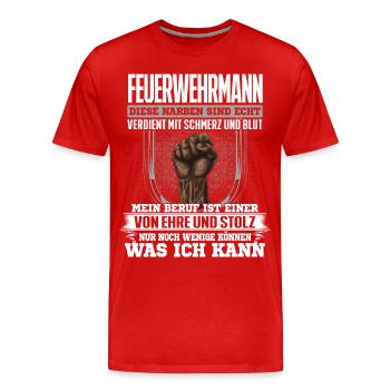FEUERWEHRMANN - Ehre und Stolz - Männer Premium Bio T-Shirt - Rot - Vorne - Damien (186cm)