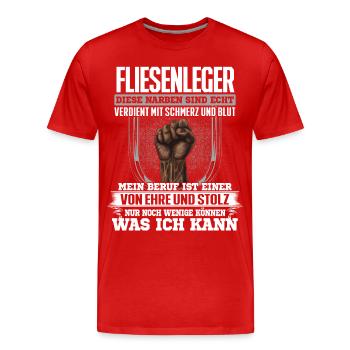 FLIESENLEGER - Ehre und Stolz - Männer Premium Bio T-Shirt - Rot - Vorne - Damien (186cm)