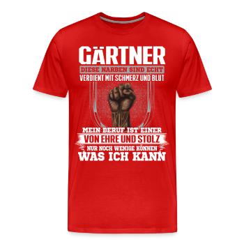 GÄRTNER - Ehre und Stolz - Männer Premium Bio T-Shirt - Rot - Vorne - Damien (186cm)