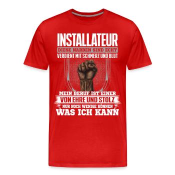 INSTALLATEUR - Ehre und Stolz - Männer Premium Bio T-Shirt - Rot - Vorne - Damien (186cm)