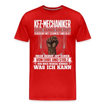KFZ-MECHANIKER - Ehre und Stolz - Männer Premium Bio T-Shirt - Rot - Vorne - Damien (186cm)
