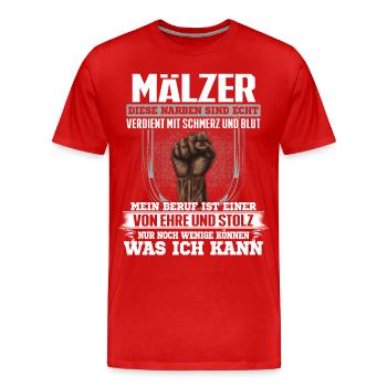 MÄLZER - Ehre und Stolz - Männer Premium Bio T-Shirt - Rot - Vorne - Damien (186cm)