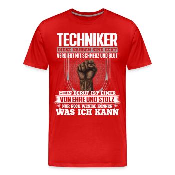 TECHNIKER - Ehre und Stolz - Männer Premium Bio T-Shirt - Rot - Vorne - Damien (186cm)