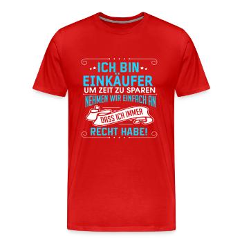 EINKÄUFER - Männer Premium Bio T-Shirt - Rot - Vorne - Damien (186cm)