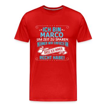 MARCO - Männer Premium Bio T-Shirt - Rot - Vorne - Damien (186cm)