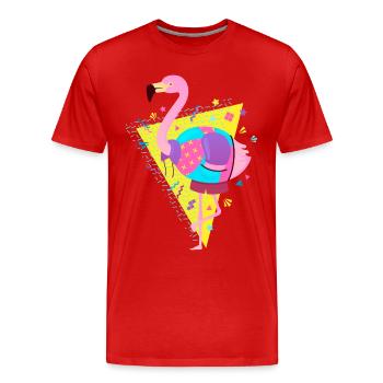 80s Style Flamingo - T-shirt bio Premium Homme - rouge - Devant - Damien (186cm)