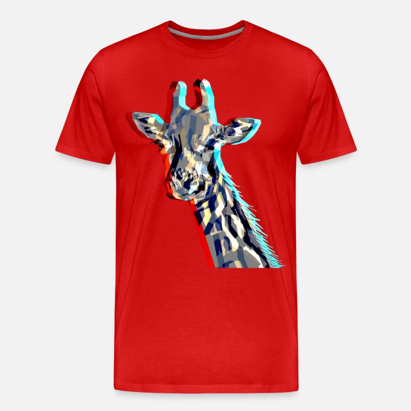 Giraffe with 3D-Effect - Männer Premium Bio T-Shirt - Rot