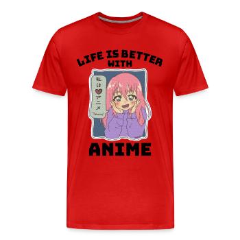 Anime Manga Leben Geschenk - Männer Premium Bio T-Shirt - Rot - Vorne - Damien (186cm)
