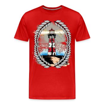 Albatross Moeven Leuchtturm Kueste Seemoeven - Männer Premium Bio T-Shirt - Rot - Vorne - Damien (186cm)