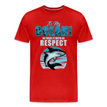 requin - T-shirt bio Premium Homme - rouge - Devant - Damien (186cm)