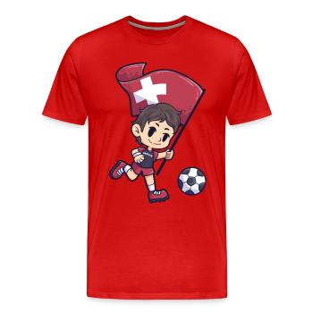 Fußball Schweiz Flagge Junge Kind Sport - Männer Premium Bio T-Shirt - Rot - Vorne - Damien (186cm)