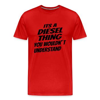 DIESEL MECHANIC / TRUCKER: Diesel Things - T-shirt bio Premium Homme - rouge - Devant - Damien (186cm)
