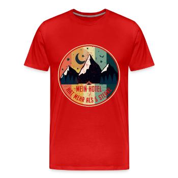 Mein Hotel Hat Mehr Als 5 Sterne Zelten Camping - Männer Premium Bio T-Shirt - Rot - Vorne - Damien (186cm)