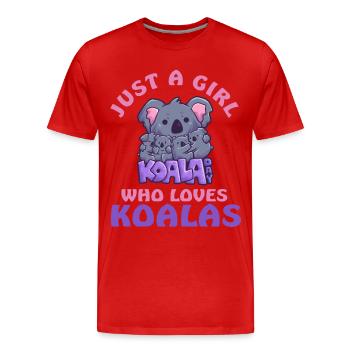 Juste une fille qui aime les koalas Koaladay - T-shirt bio Premium Homme - rouge - Devant - Damien (186cm)