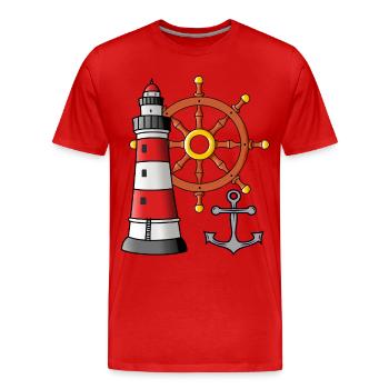 Phare Roue de commande Anker Marin Ahoi - T-shirt bio Premium Homme - rouge - Devant - Damien (186cm)