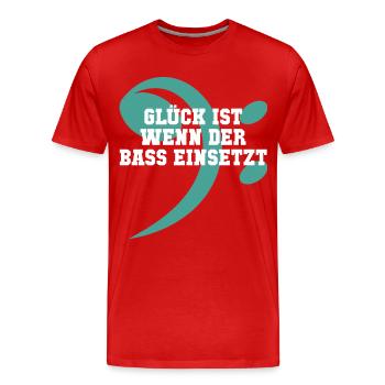 Glück und Bass - Männer Premium Bio T-Shirt - Rot - Vorne - Damien (186cm)