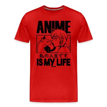 Pet Cat Manga Anime - Men's Premium Organic T-Shirt - red - Front - Damien (186cm)