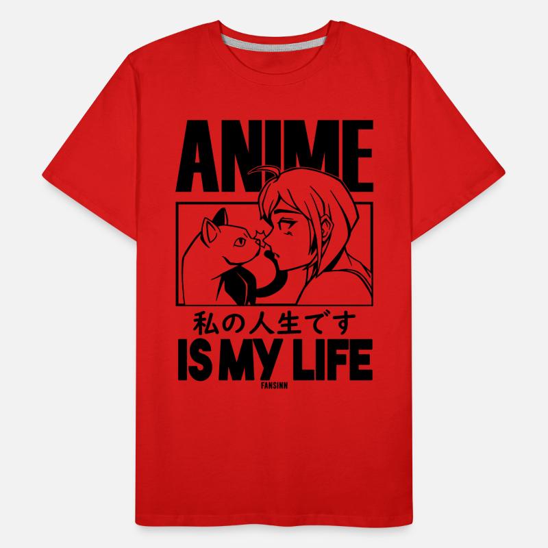 Haustier Katze Manga Anime Männer Premium Bio T-Shirt